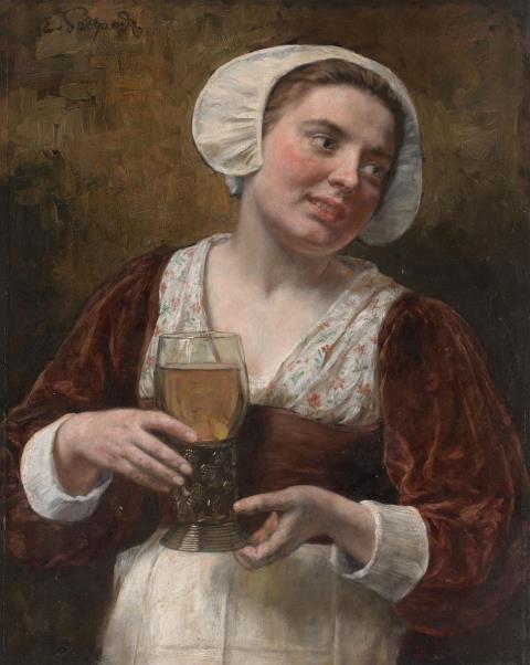 Eduard von Gebhardt - A YOUNG WOMAN WITH A WINEGLASS
