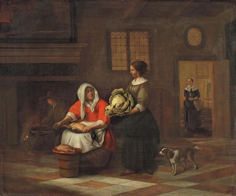 Pieter de Hooch - KITCHEN INTERIOR WITH TWO WOMEN