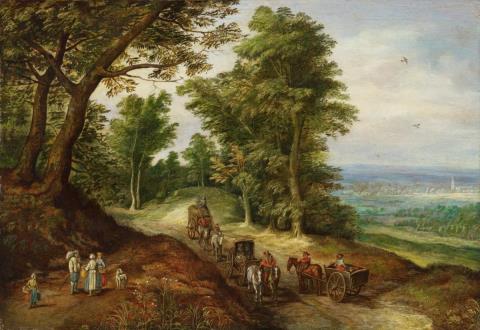 Pieter Gysels - LANDSCAPE WITH CARTS AND FIGURES