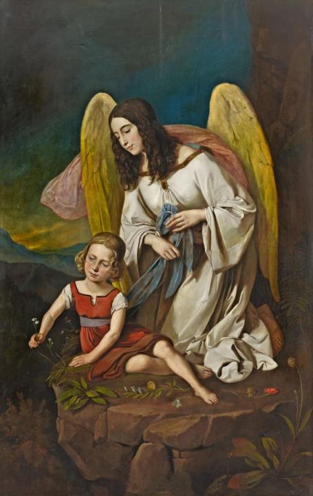 Josef von Führich - LITTLE GIRL WITH GUARDIAN ANGEL