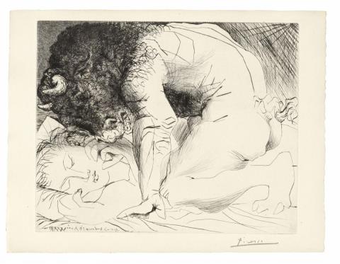 Pablo Picasso - Minotaure caressant une Dormeuse, Bl. 93 aus: La Suite Vollard