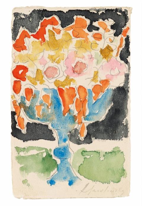 Alexej von Jawlensky - Orangefarbene Blumen in blauer Vase