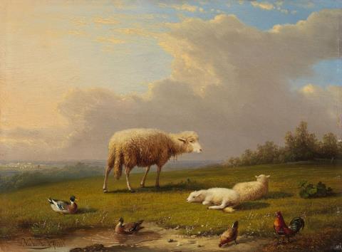 Frans van Severdonck - LANDSCAPE WITH SHEEP, DUCKS AND CHICKENS