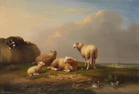Frans van Severdonck - LANDSCAPE WITH SHEEP AND A DOG