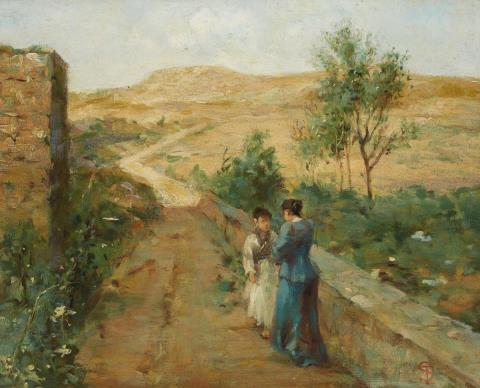 Telemaco Signorini - CONVERSATION ON A COUNTRY ROAD