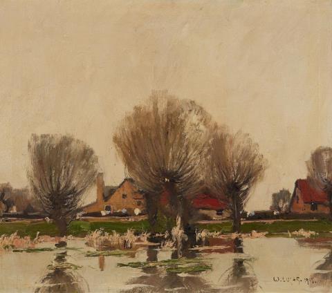Willy Lucas - VILLAGE LANDSCAPE WITH WILLOWS