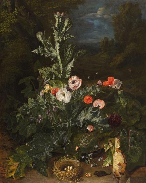 Peter Snyers - STILL LIFE WITH THISTLE AND NEST