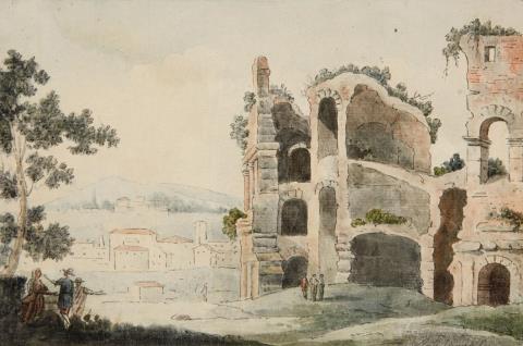 Venetian School of the 18th century - A LANDSCAPE WITH A RUIN