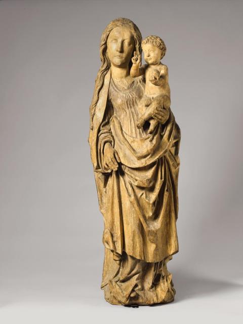 Tilman Riemenschneider - AN EARLY 16TH CENTURY WOOD FIGURE OF THE VIRGIN WITH CHILD FROM THE CIRCLE OF TILMAN RIEMENSCHNEID