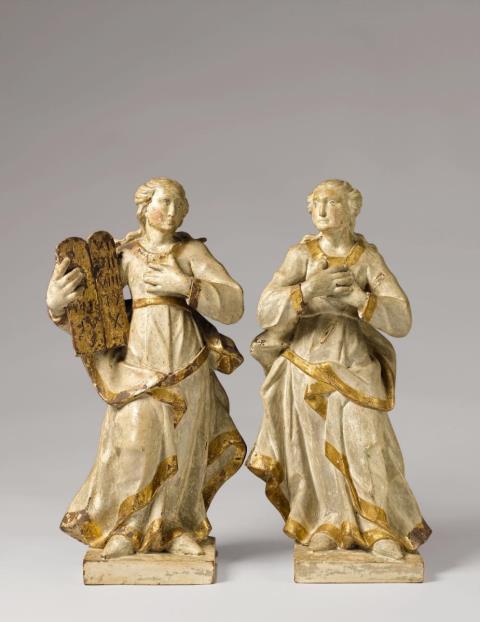 Leonhard Falter - A PAIR OF WESTPHALIAN CARVED WOODEN ANGELS, CIRCA 1770/1780