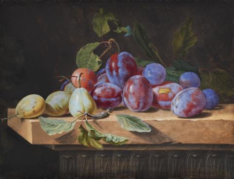  Monogrammist H.J. - STILL LIFE WITH PLUMS AND PEARS