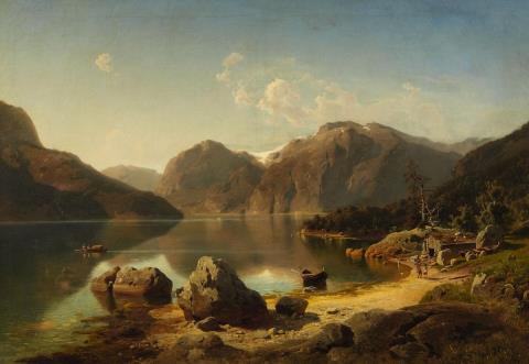 August Wilhelm Leu - Morning over a Mountainous Norwegian Landscape