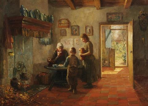 Evert Pieters - Dutch Interior with Mother and Children