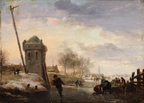Johannes Maas the Younger - Ice Skating before a Dutch Town