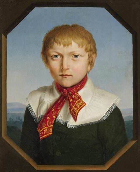  German School - Portrait of a Boy with a Landscape Background