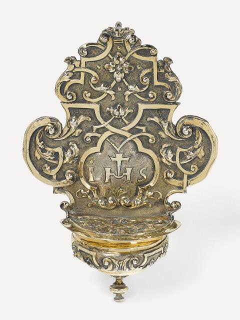 Johann Valentin Gevers - A régence Augsburg silver gilt holy water stoop. Marks of Johann Valentin Gevers, 1719 - 23.