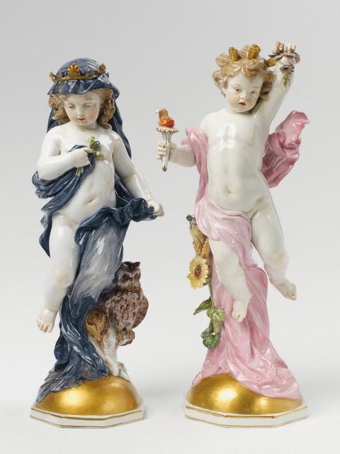 Heinrich Schwabe - Two Meissen figures representing Day and Night.