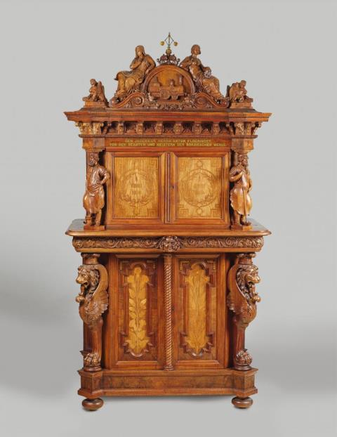 Johann Heinrich Strack - An architectural tobacco cabinet à deux corps made for the engineer Anton Floeringer.