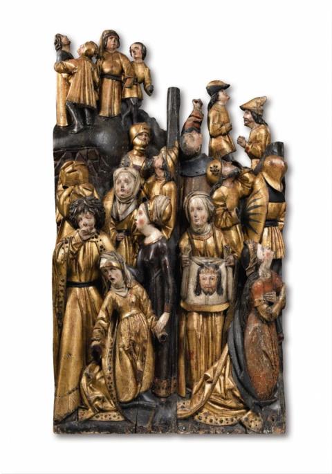Saxony - A Saxon carved wood Calvary group, circa 1500/1510