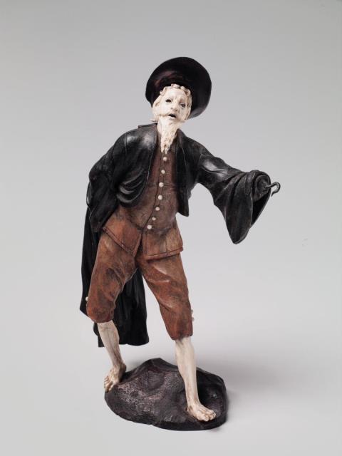 Simon Troger - An ivory and wood figure of Pantalone