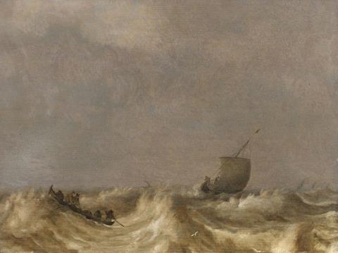 Pieter Mulier the Elder - Stormy Sea with Fishing Boats