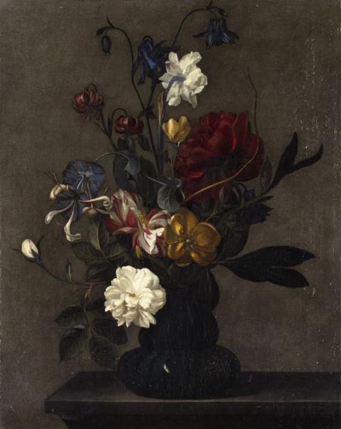 Abraham de Lust - Flowers in a Glass Vase