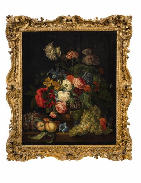 Jacob van Huysum - Still Life with a Vase of Flowers and Fruits