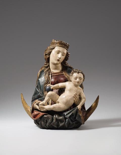  Central Rhine Region - A Central Rhenish figure of the Virgin and Child on the crescent, circa 1470