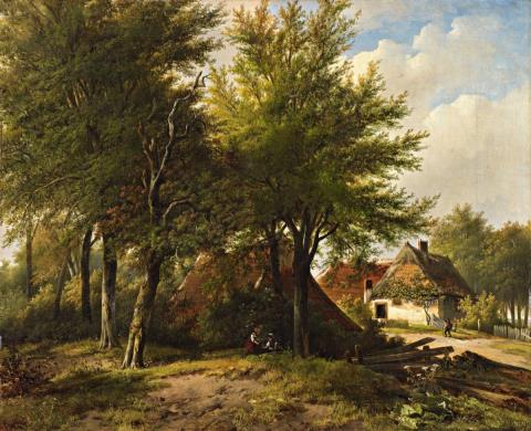 Johannes Herman Barend Koekkoek - Landscape with a Farmhouse