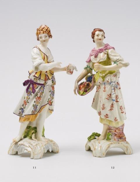  Manufaktur Johann Ernst Gotzkowsky - A KPM porcelain figure of a shepherdess as an allegory of earth.