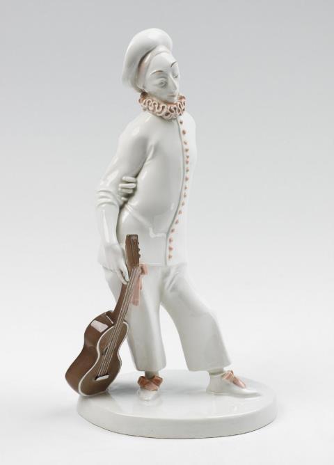 Joseph Wackerle - A KPM porcelain figure of pierrot.