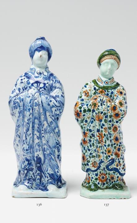 Gerhard Wolbeer - A faience figure of a standing Chinese lady.