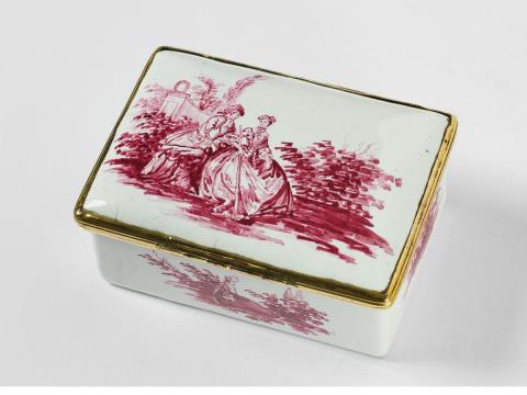 Daniel Chodowiecki - A gilt copper-mounted Berlin enamel painted box.