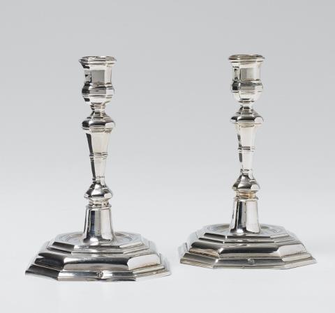 A pair of Berlin silver Baroque candlesticks.