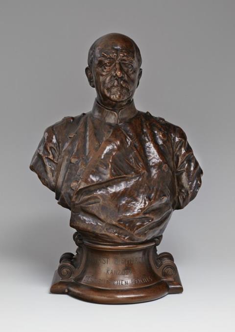 Reinhold Begas - A brown patinated bronze portrait bust of Bismarck