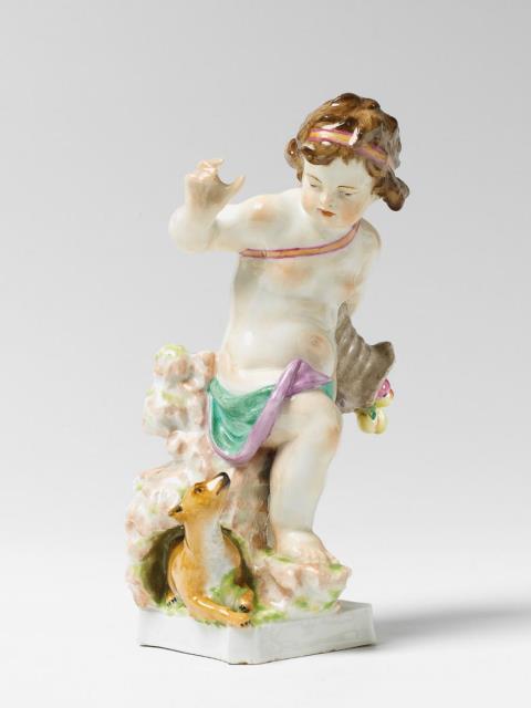 Friedrich Elias Meyer - A KPM porcelain figure of a putto as an allegory of earth.