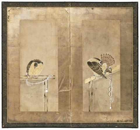 Anonymous painter - A two-panel screen. 19th century