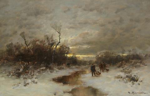 Desiré Thomassin - A Winter Landscape with Hunters