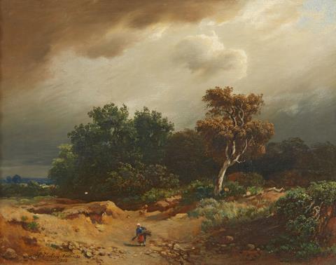 Heinrich Vosberg - Landscape with Peasants Collecting Firewood