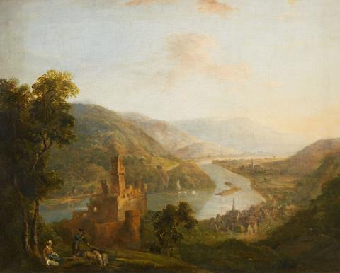 Johann Caspar Schneider - Rheinlandschaft mit Schloss Sooneck und der Stadt Niederheimbach