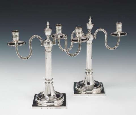 Carl Gottlieb Gröger - A pair of Breslau silver candelabra. Marks of Carl Gottlieb Gröger, ca. 1790.