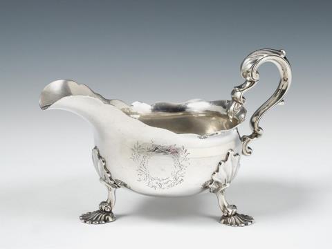 Fuller White - Two George II London silver sauce boats. One with marks of Fuller White, one with indistinct maker's mark, 1739 - 52.
