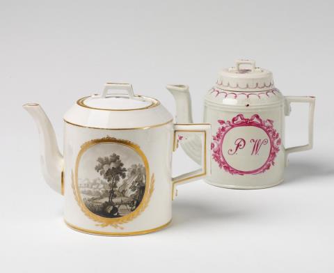  Wallendorf - Two Wallendorf Neoclassical teapots.