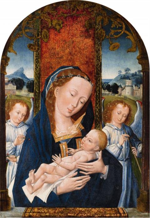 Flemish School probably 16th century - The Virgin and Child with Angels