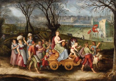Flämischer Meister des 17. Jahrhunderts - Zwei Landschaften mit allegorischen Monatsdarstellungen