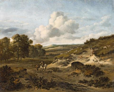 Jan Wijnants - Dutch Landscape with a Rider and Shepherd