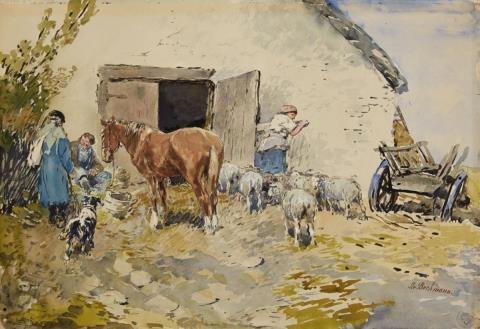 Gregor von Bochmann - Farm with a Horse and Sheep