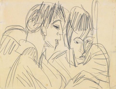 Ernst Ludwig Kirchner - Paar. Verso: Liegendes Mädchen