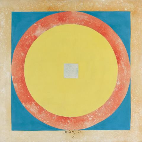 Chin Hsiao - Universe Nr.2. Mixed media on canvas. Dated 1963 and signed Hsiao in pinyin Qin in Chinese character. 