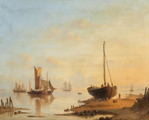 Jacobus Hendricus Johannes Nooteboom - Strandansicht mit Segelschiffen